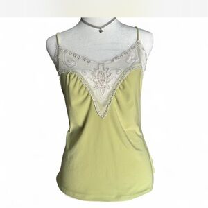Yellow Lace-Trim Spaghetti Strap Camisole